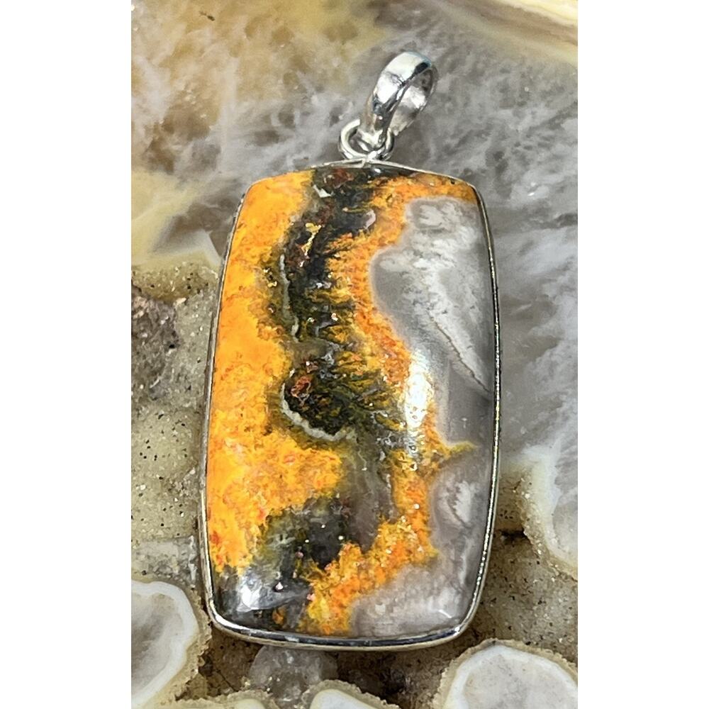 Sterling Silver Bumblebee Jasper Southwestern Pen… - image 5